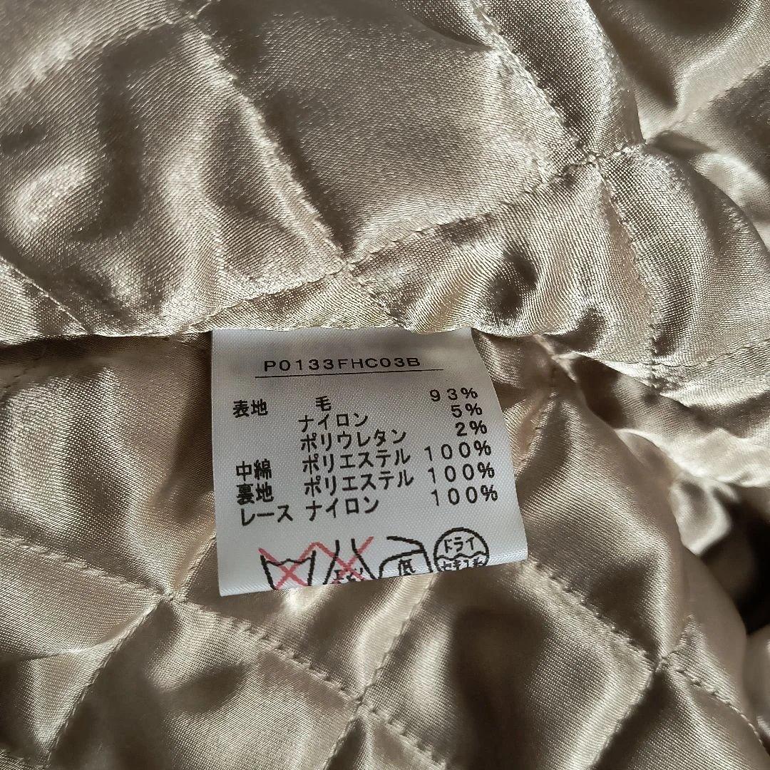 ピンクハウスフリル付きウール混紡ベージュコート（中古品）