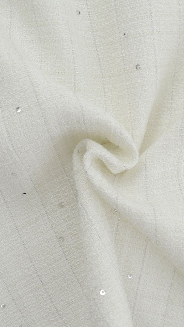 Jewelsオフショルダー ビジュー付き ホワイトドレス