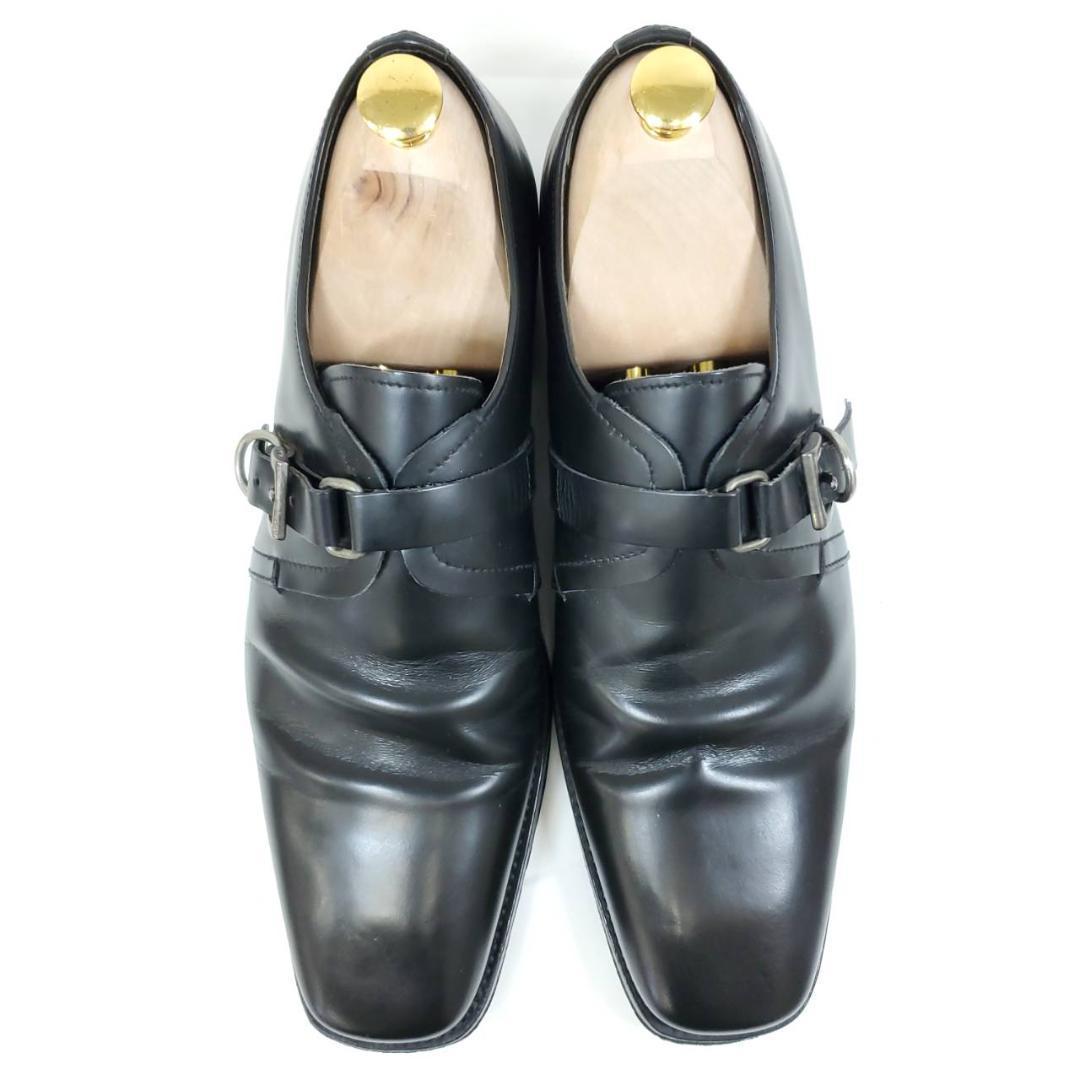 プラダ　激レア　ヴィンテージ　スクエアトゥ　モンクストラップ　美品　25.5cm