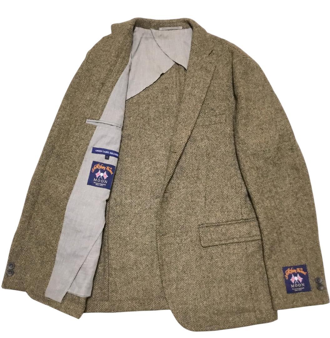 英国MOON社生地 グリーンレーベルリラクシング ツイードジャケット L