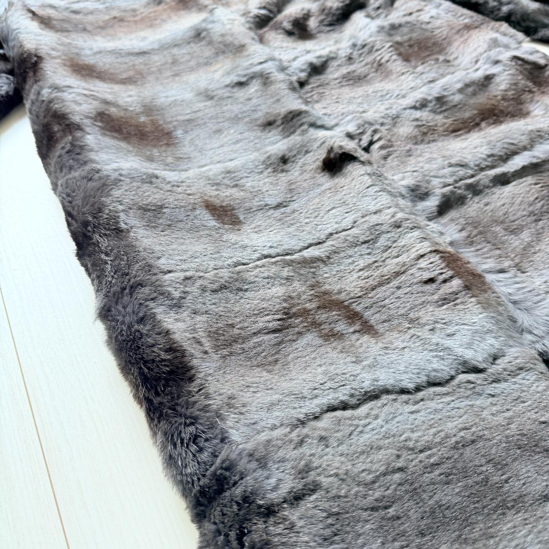 希少✨アドーア　ラビットファー ノーカラーコート 毛皮　エレガント　38