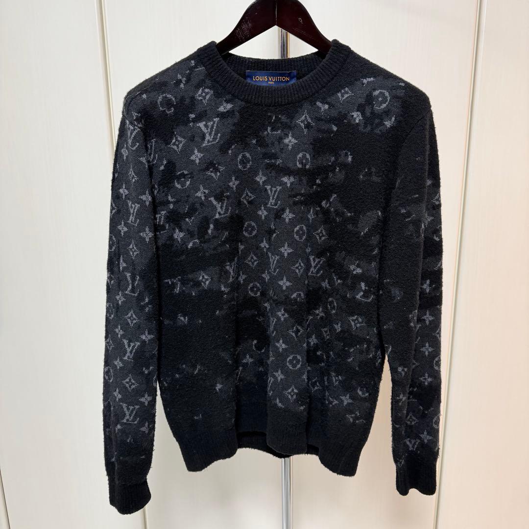 【超美品】LOUIS VUITTON ブラックニットセーター ディストレスト