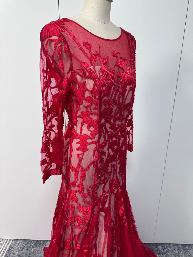 赤い刺繍入りパーティードレス