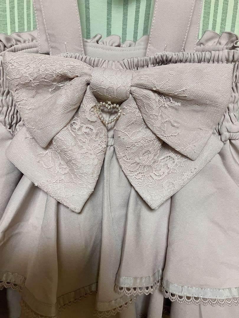 リズリサ サスペンダー付ティアードスカパン ピンク