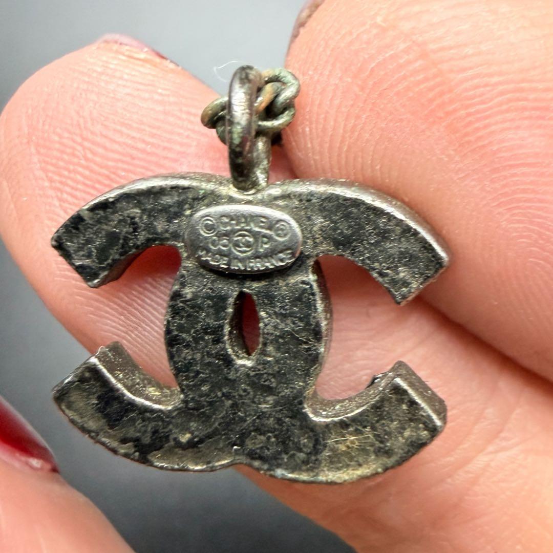 CHANEL ココマーク ネックレス シルバー系 ブラックストーン