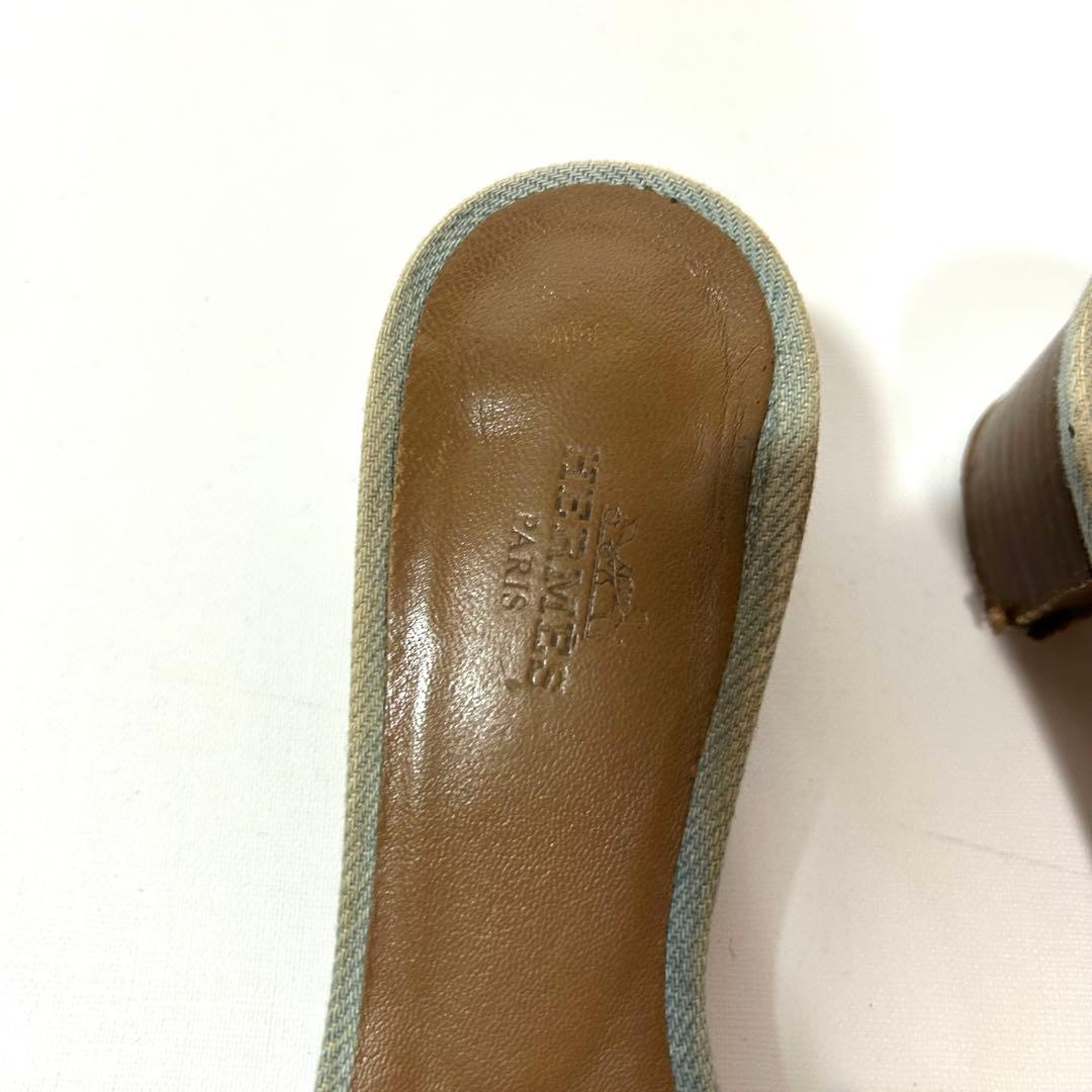箱袋付き✨エルメス オアジス サンダル 23cm相当 デニム 青　36