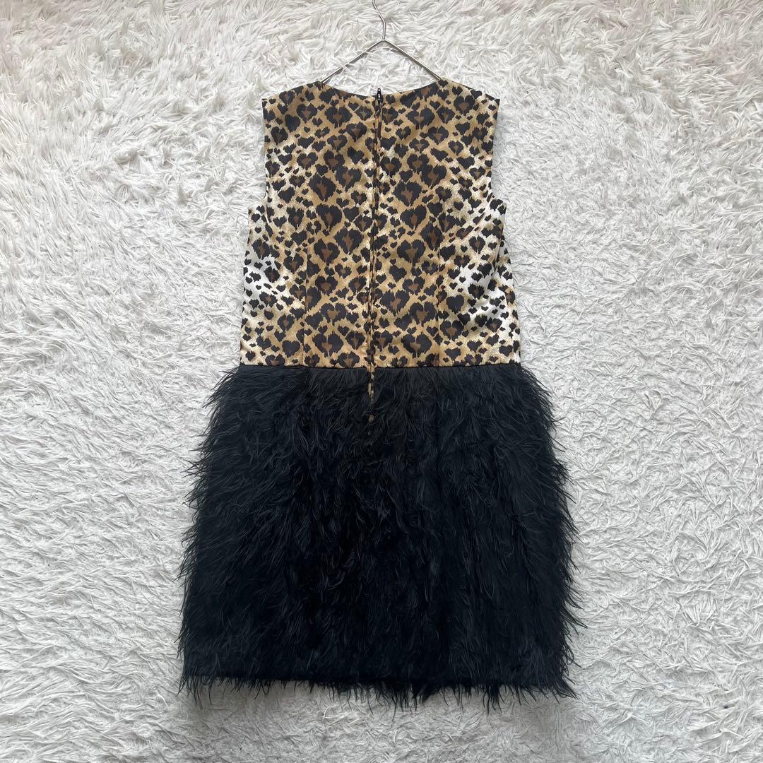 レッドヴァレンティノ ワンピース レオパード オーストリッチフェザー 38