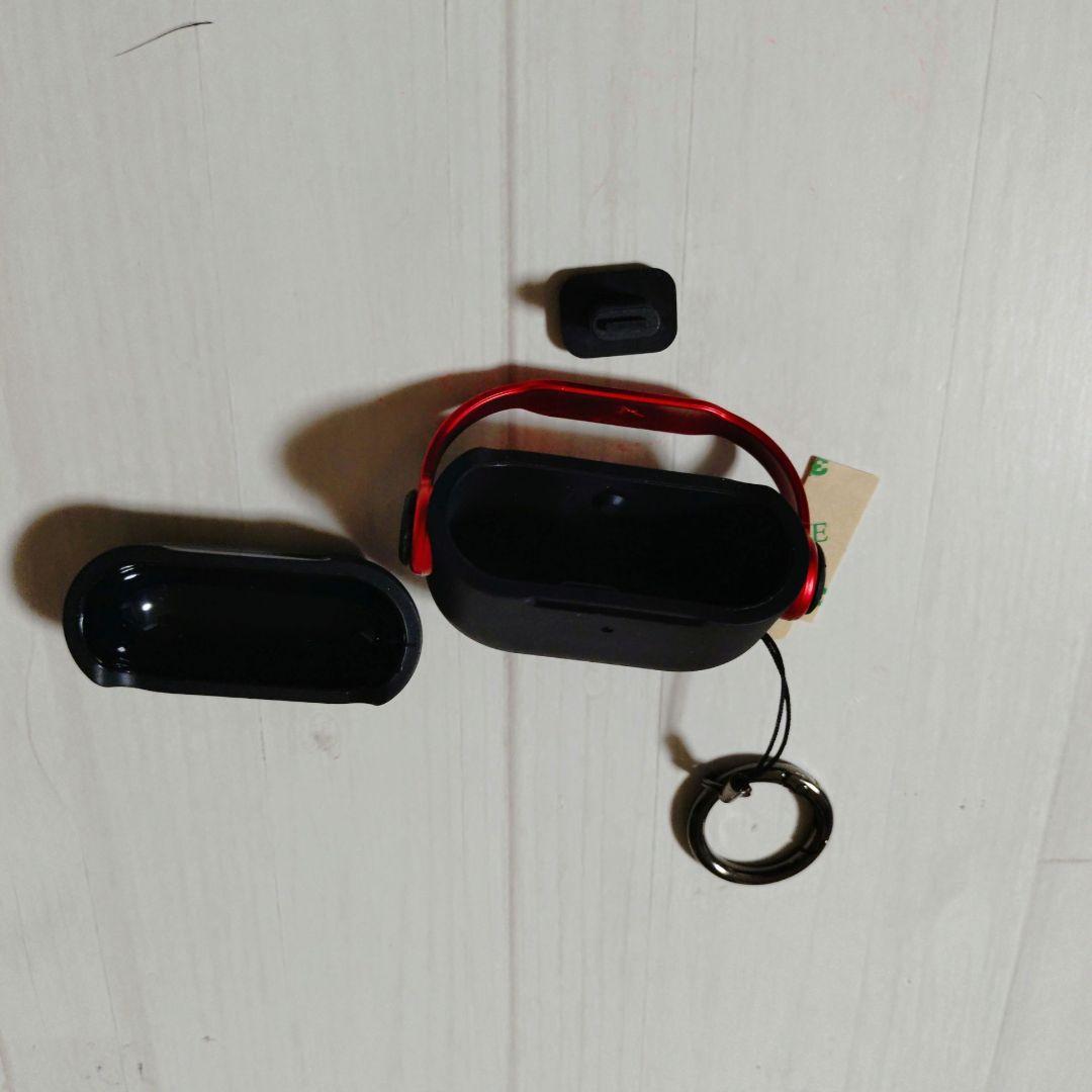 AirPods 3 ケース カバー 第3世代 カラビナ付き ブラック レッド