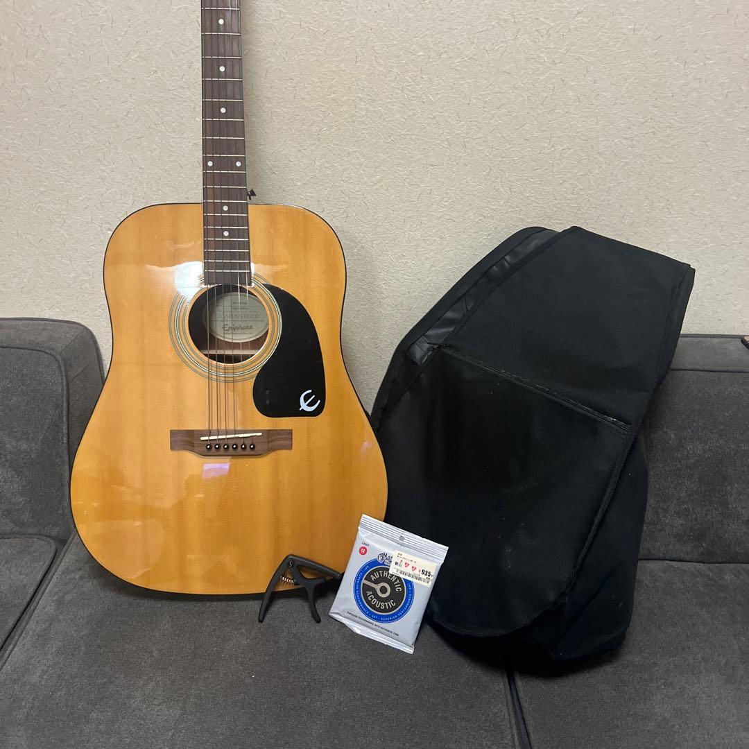 Epiphone アコースティックギター ギターケース、カポ、予備の弦