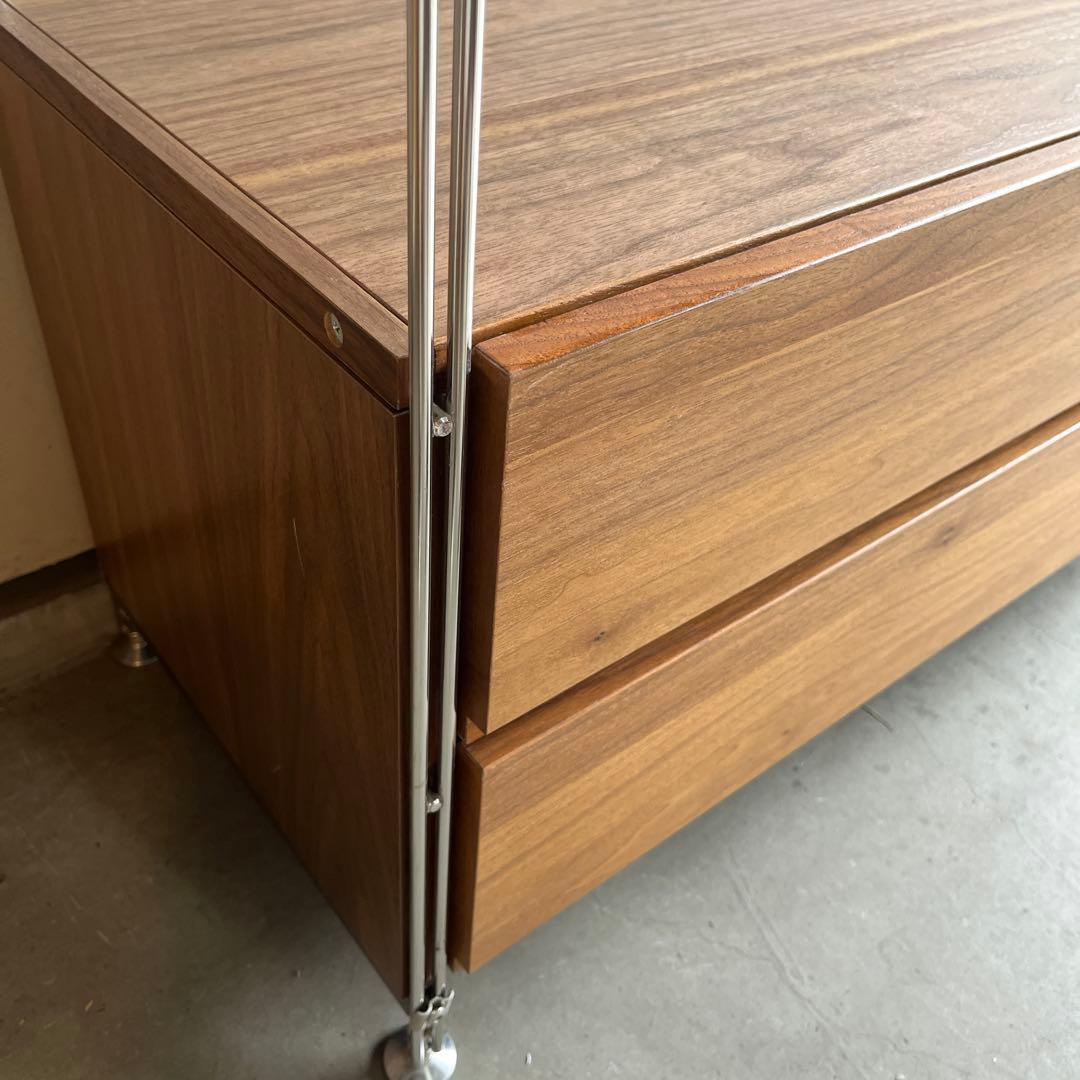 美品★無印 ステンレスユニットシェルフ・ウォールナット材・ワードローブセット