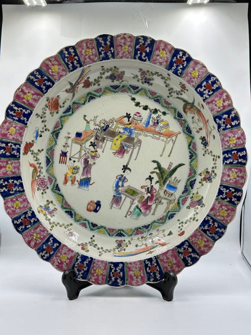粉彩大皿 康熙辛亥中和堂製 大皿 時代物 骨董品 中國古美術 清時代 置物