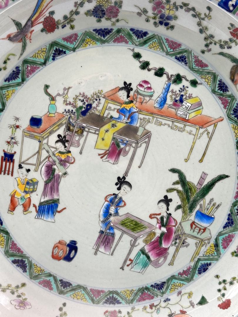 粉彩大皿 康熙辛亥中和堂製 大皿 時代物 骨董品 中國古美術 清時代 置物