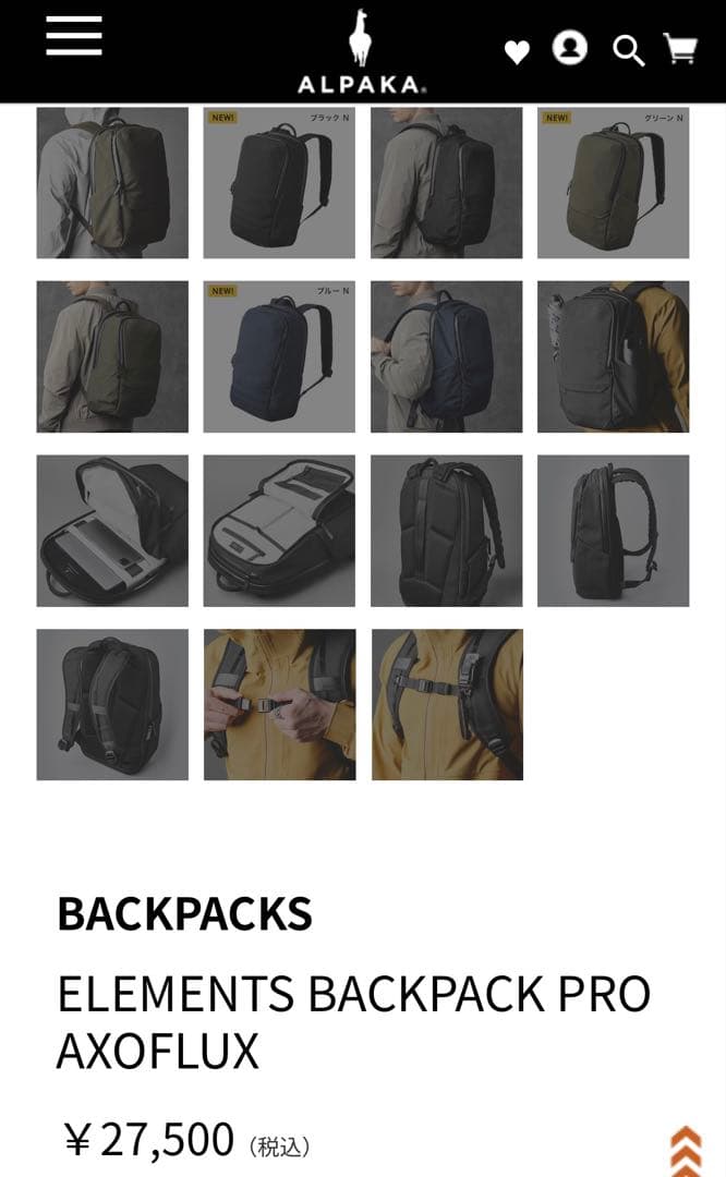 ALPAKA ELEMENTS Backpack Pro AXOFLUXほぼ新品
