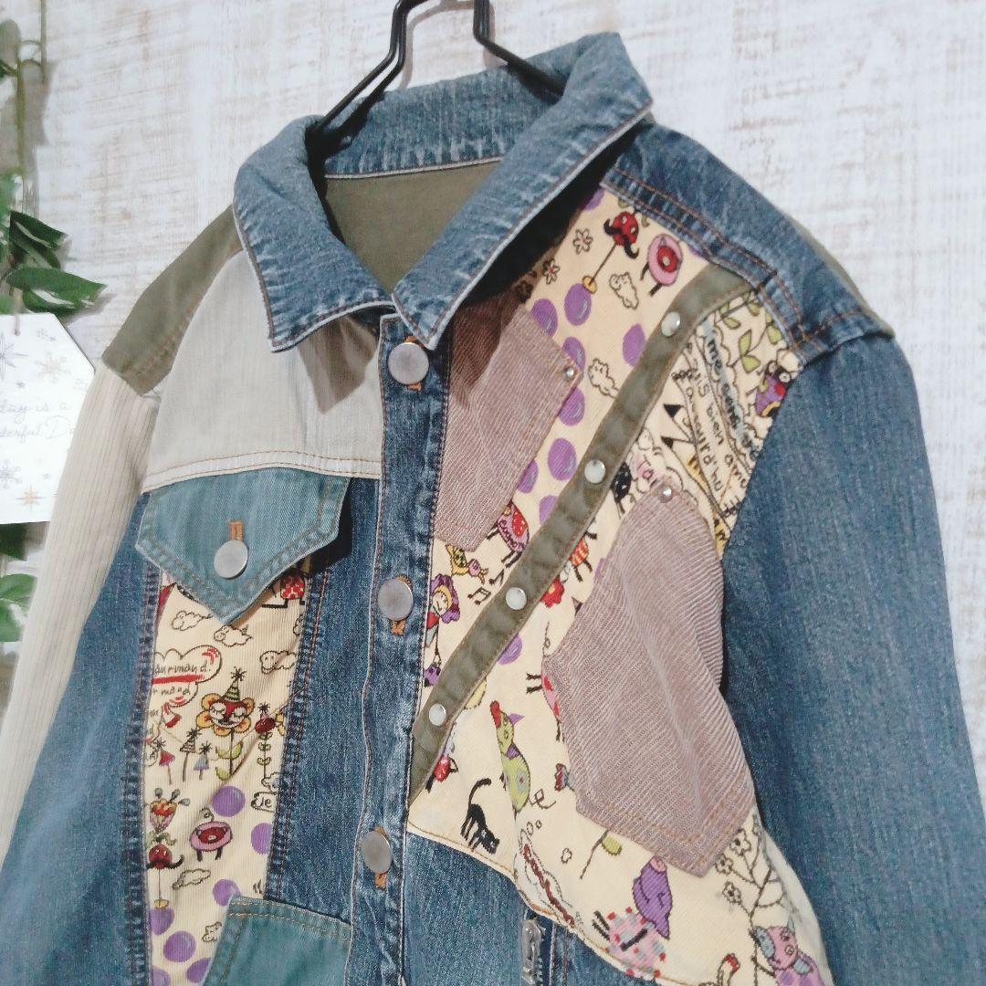 【株式会社アルベロベロ】ジャケット　デニム　日本製　綿100%　Gジャン　総柄
