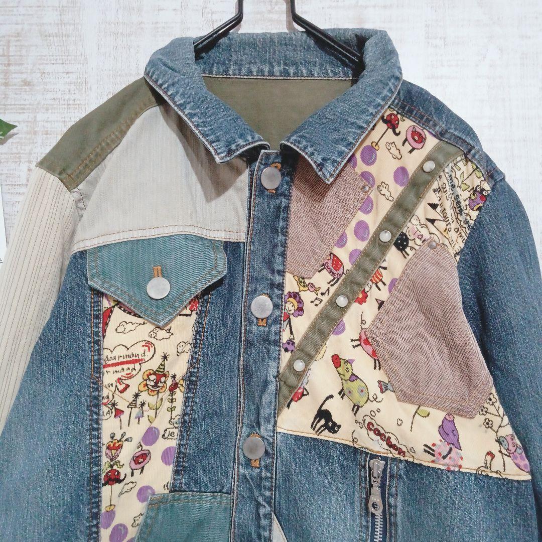 【株式会社アルベロベロ】ジャケット　デニム　日本製　綿100%　Gジャン　総柄