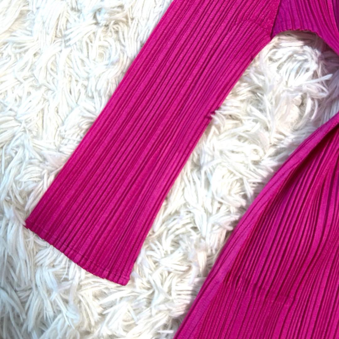 未使用タグ付き✨プリーツプリーズ パーカー 長袖 イッセイミヤケ ピンク