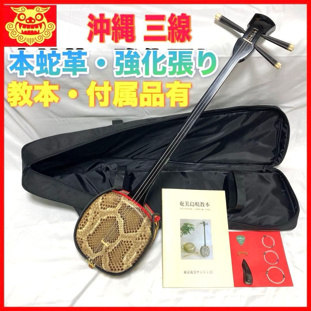 三線 沖縄 強化張り 本革 蛇革 ソフトケース 付属品 和楽器 初心者 中級者