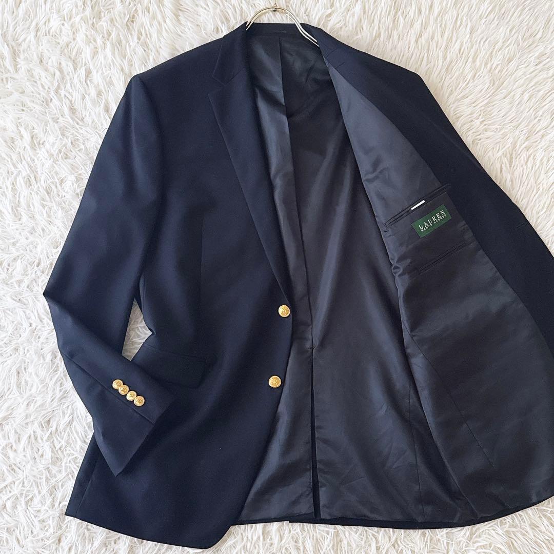 美品 大きいサイズ44L ラルフローレン 紺ブレ テーラードジャケット メンズ