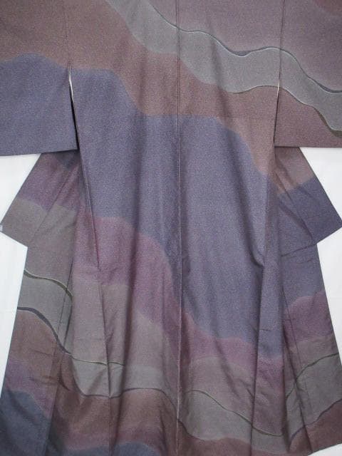 未着用に近い！本場縞大島紬＊寿紬工場＊たたき染め＊訪問着＊横幅大＊１６５ｃｍ