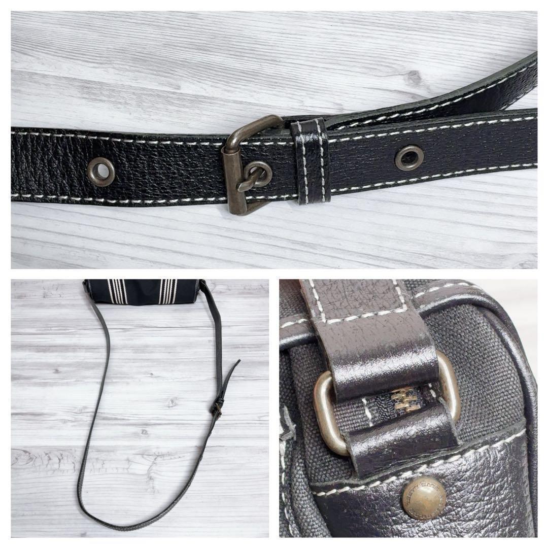 【バーバリー ブルーレーベル】　ショルダーバッグ　ホースロゴ キャンバス 黒