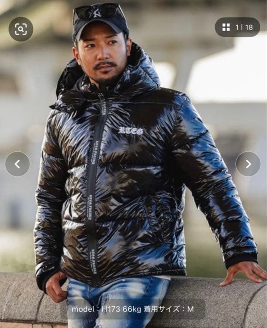 アダムスジャグラー RTEGダウンジャケット　ブラック　光沢　テカテカ