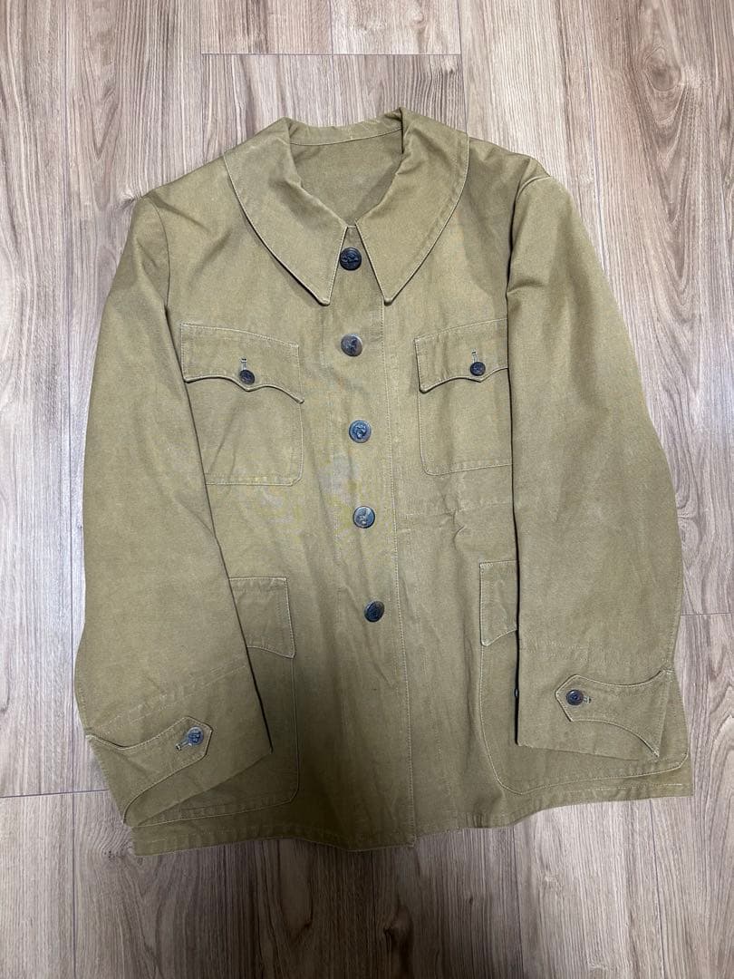 40s ハンティングジャケット 動物ボタン　ヴィンテージ　フレンチ