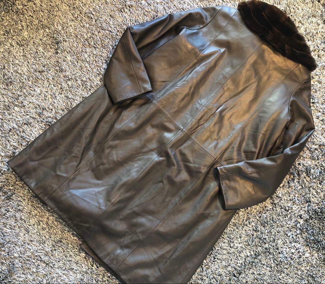 【希少】羊革　レザー　レッキス　ファー　ブラウン　ヴィンテージ　古着