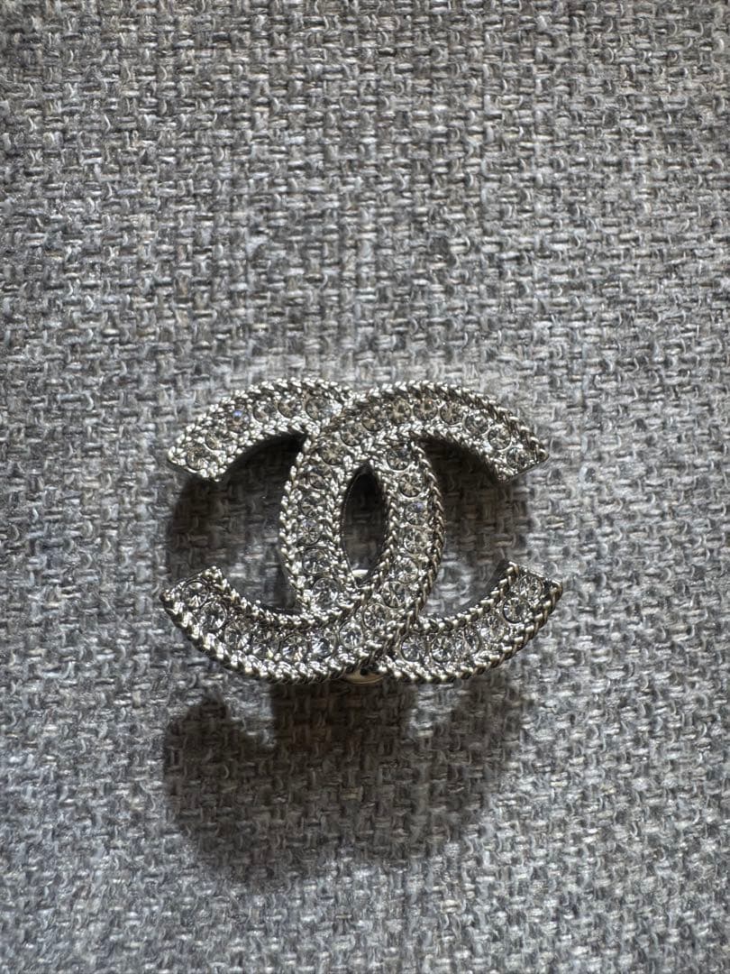シャネル ダブルCロゴ ヴィンテージブローチ シルバー