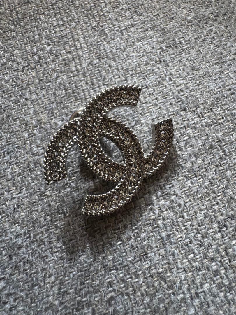 シャネル ダブルCロゴ ヴィンテージブローチ シルバー