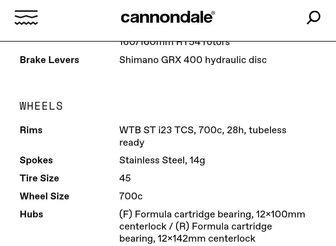 WTB 完組ホイール（cannondale topstone）