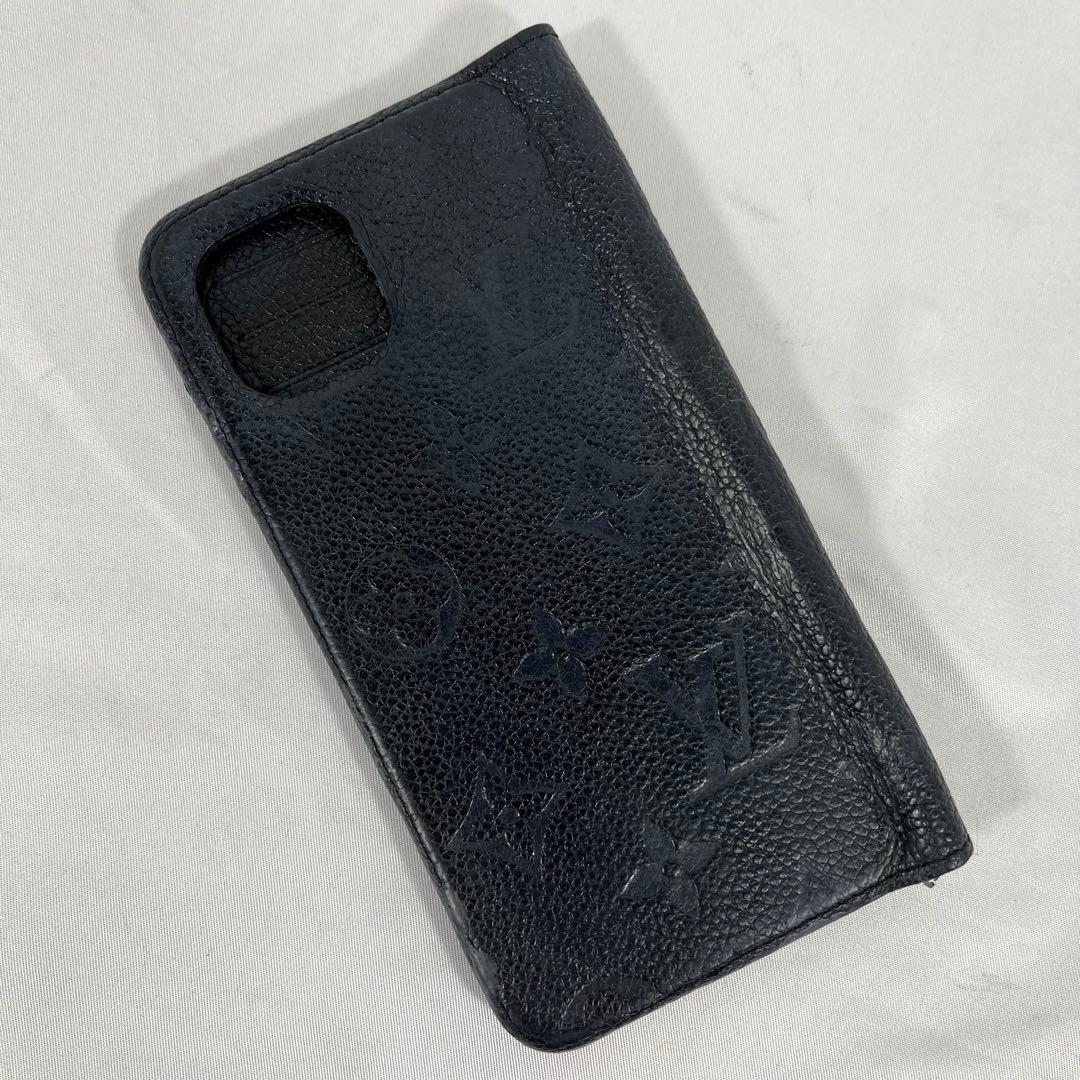 Louis Vuitton ネイビーレザー 手帳型ケース iPhone13/14