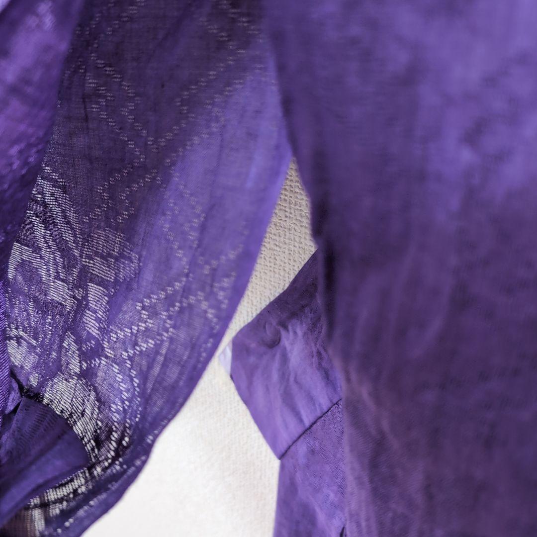 本麻　洗える長襦袢　桔梗色　カラー襦袢　リサイクル　管理ka3