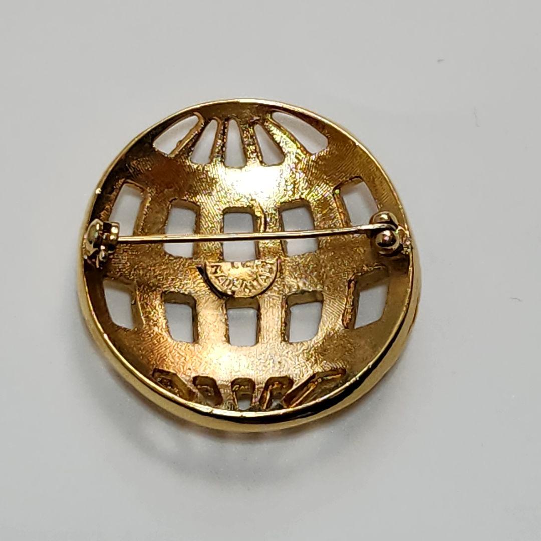 美品 CELINE セリーヌ ブローチ イタリア製 円形 ラウンド ゴールド