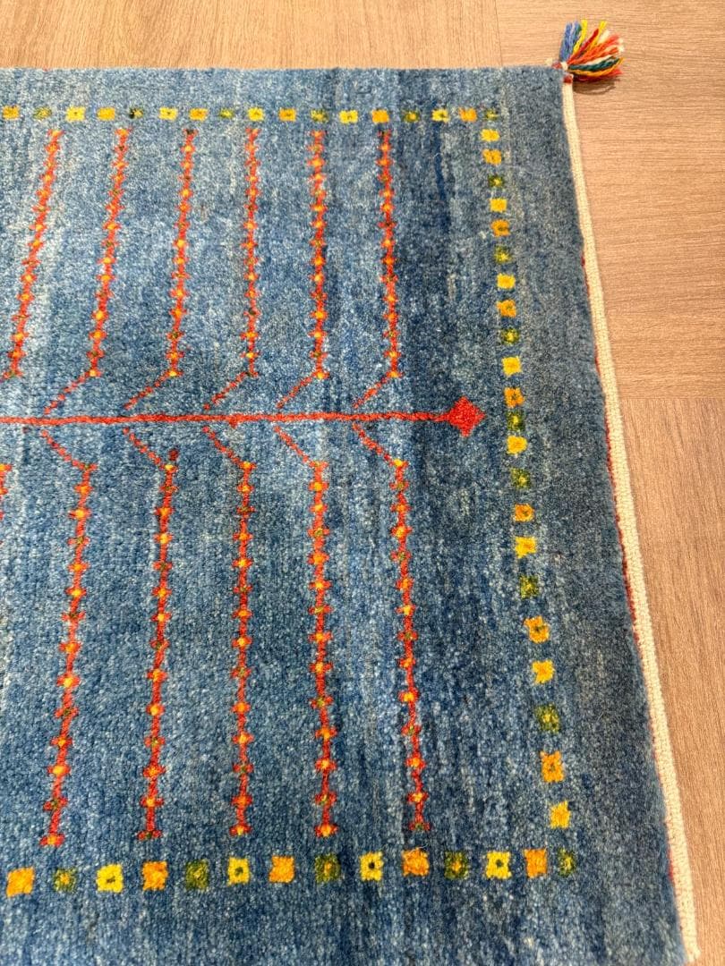 ギャッベ 90x62cm ペルシャ絨毯 手織り ギャベ 玄関マットラグ 絨毯