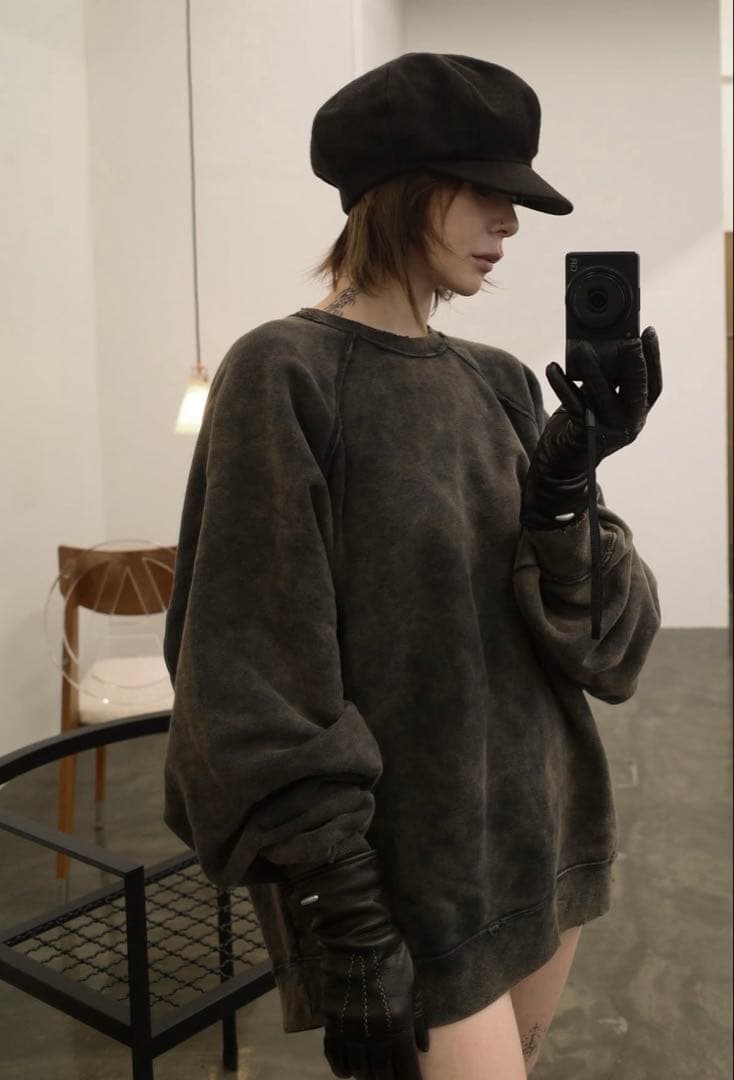 新品未使用lon ロンTWO SIDE SWEATSHIRT#04カーキブラウン