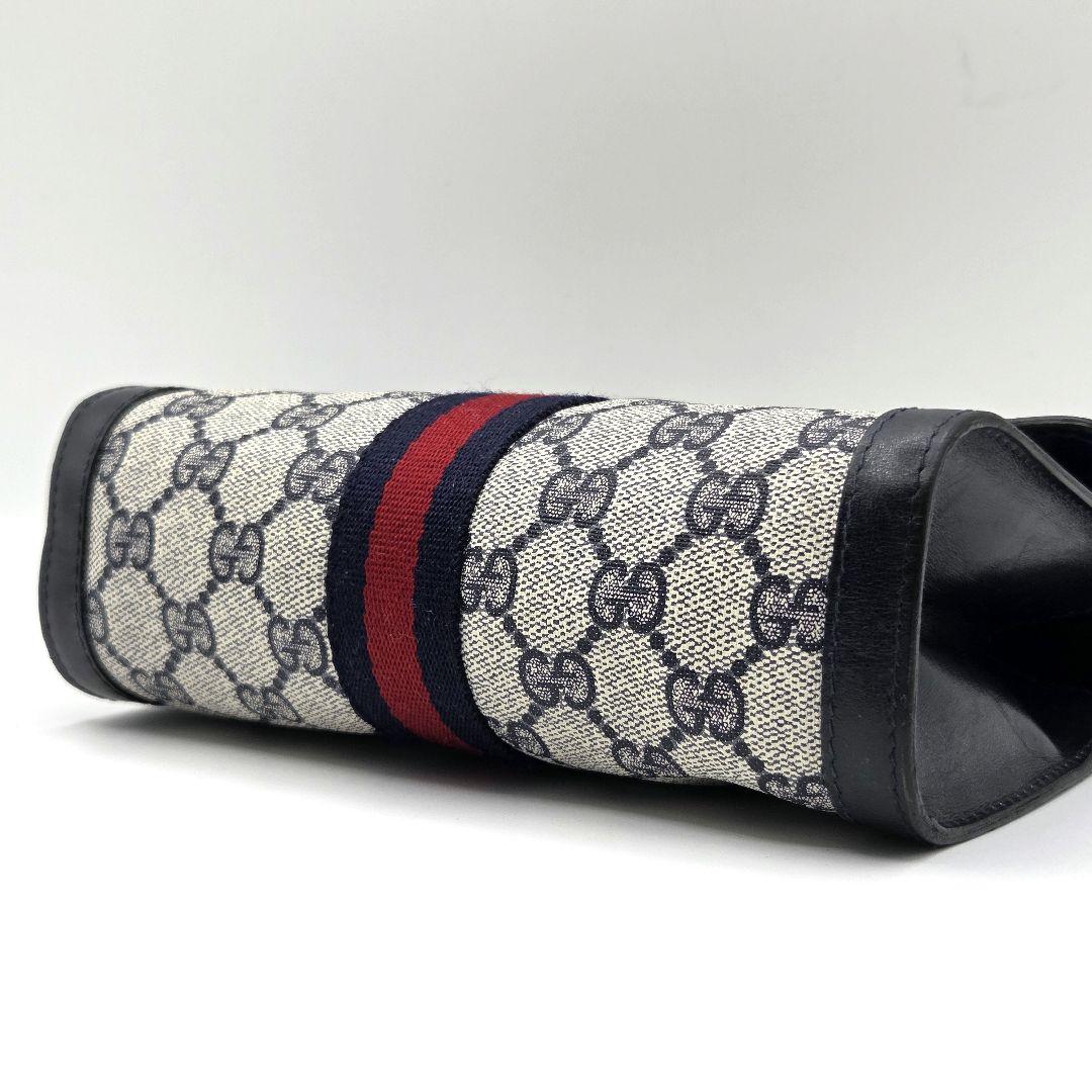 GUCCI クラッチバッグ シェリーライン GG レザー PVC ネイビー 紺