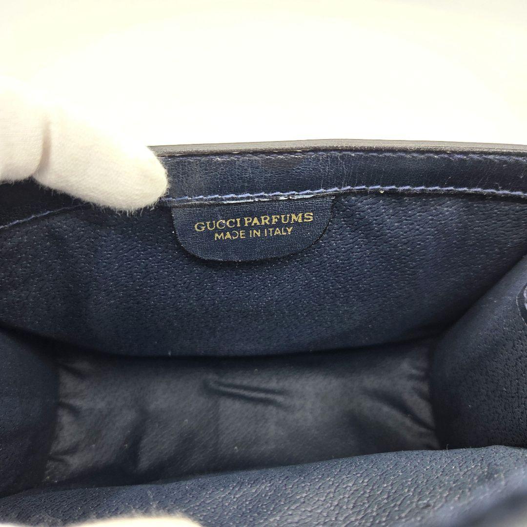 GUCCI クラッチバッグ シェリーライン GG レザー PVC ネイビー 紺