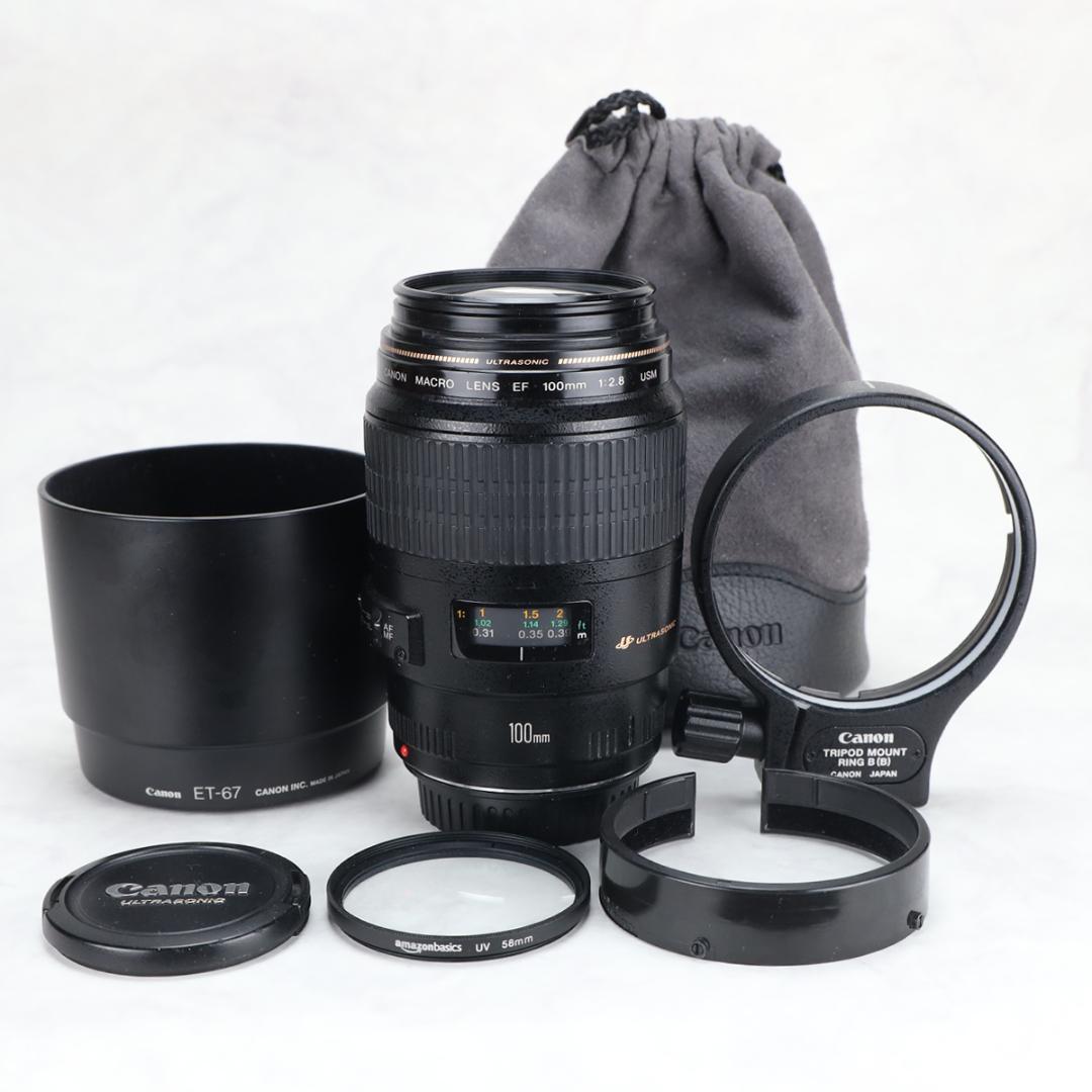 EF100mm F2.8 マクロ USM フード ケース UVフィルター 三脚座