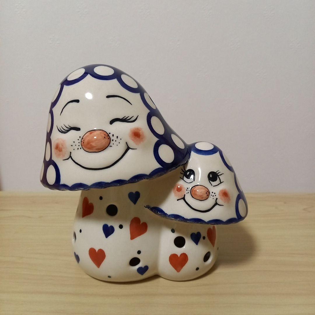 ポーリッシュポタリー　きのこ　キャンドルホルダー