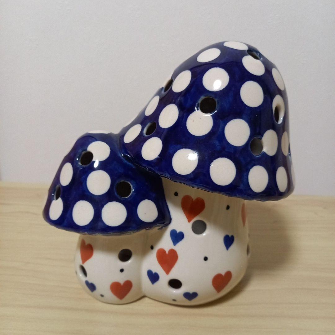 ポーリッシュポタリー　きのこ　キャンドルホルダー