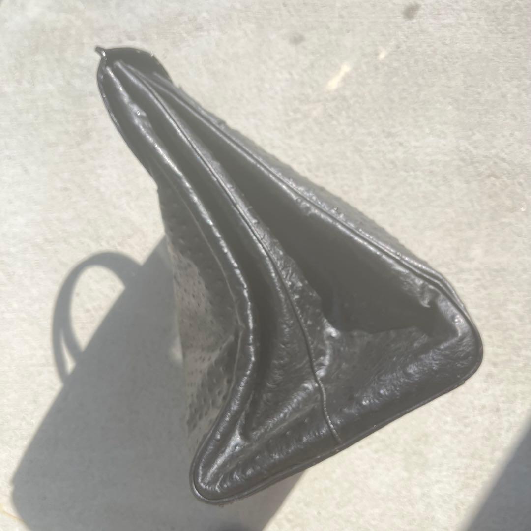 【激レア】特大ボストンバッグ 黒　オーストリッチ フルポイント ベルトデザイン