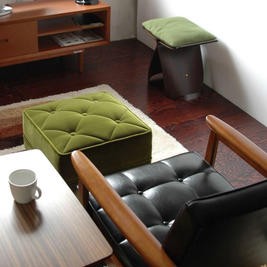 ✨美品✨カリモク60 モケットグリーン オットマン ウォールナット