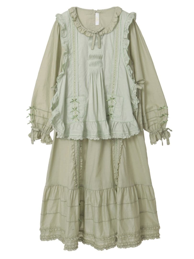 神*】様 タブリエ付きワンピース☆ピンクハウス☆マスカット