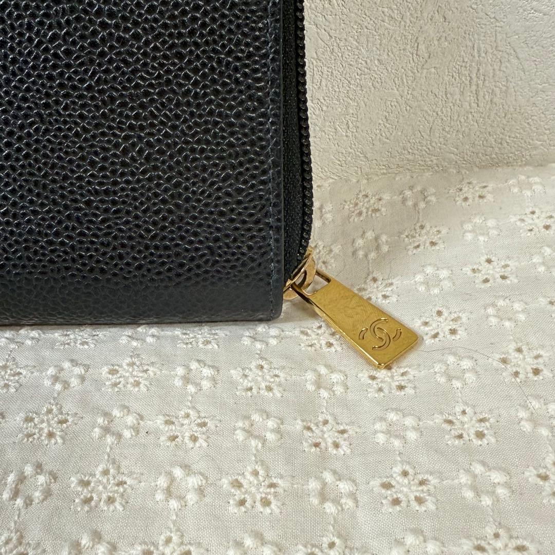 CHANEL シャネル ココマーク キャビアスキン 長財布 極美品8879209