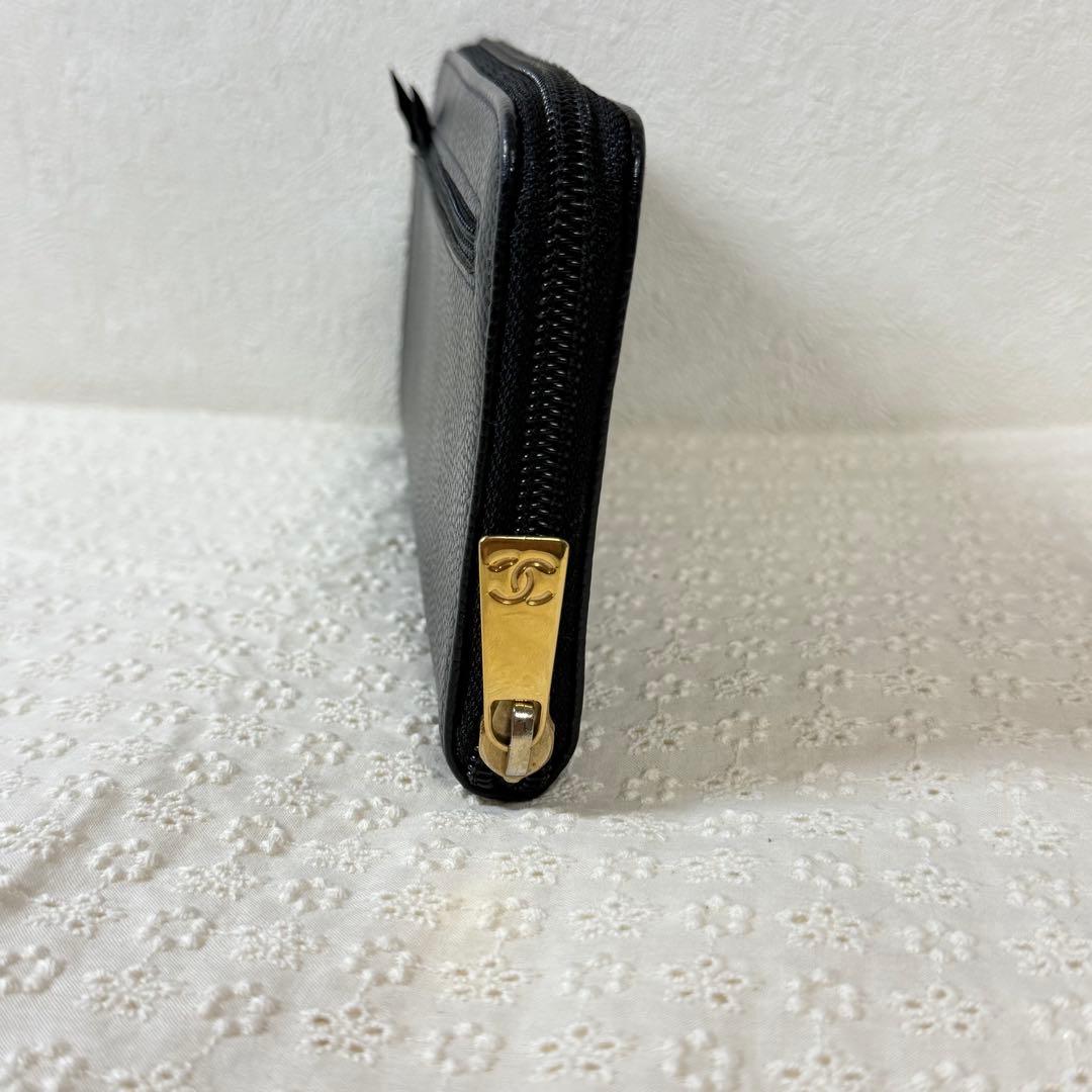 CHANEL シャネル ココマーク キャビアスキン 長財布 極美品8879209
