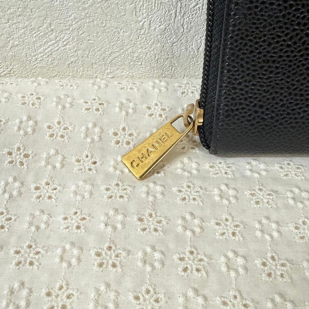 CHANEL シャネル ココマーク キャビアスキン 長財布 極美品8879209
