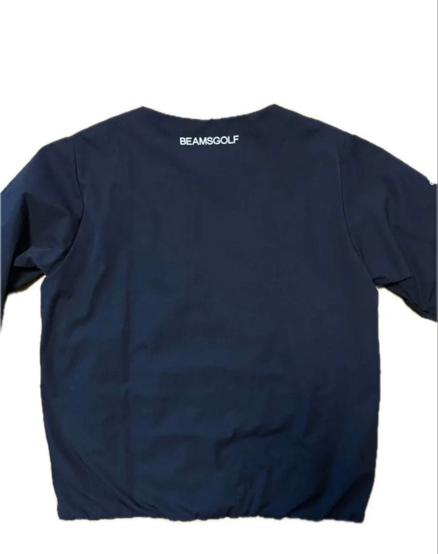 ビームスゴルフ ノーカラーブルゾン 中綿 ブラック 高ストレッチ