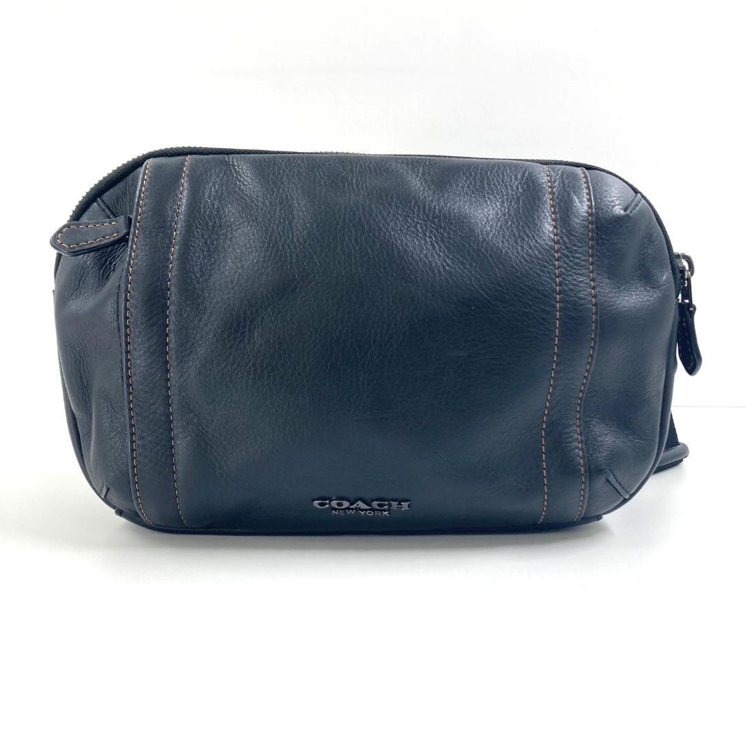 COACH　コーチ　ボディバッグ　ウエストバッグ　レザー　ブラック