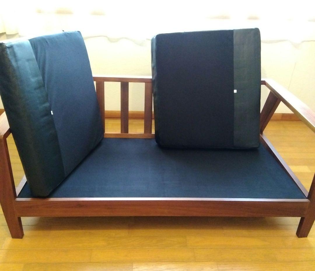 黒レザー2人掛けソファ本革本皮モダンアンティークカリモクアクタスインダストリアル