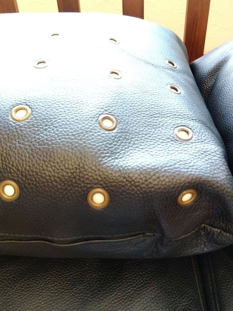 黒レザー2人掛けソファ本革本皮モダンアンティークカリモクアクタスインダストリアル